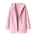 thumbnail image 5 of Liuinsasek Womens Loose Fuzzy Outerwear Solid Color Fashionable Hooded Warm Long-Sleeved Fleece Fluffy Jacket with Pockets for Winter, 5 of 9