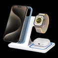 thumbnail image 2 of 3-in-1 Wireless Charger Station for iPhone 17/16/15/14/13/12/Pro Max, Apple Watch Ultra 11/10/9/8/7/SE/6/5/4/3/2/1 & AirPods 4/3/Pro Samsung S24/S23/S22 Foldable Fast Charging Dock-White, 2 of 9