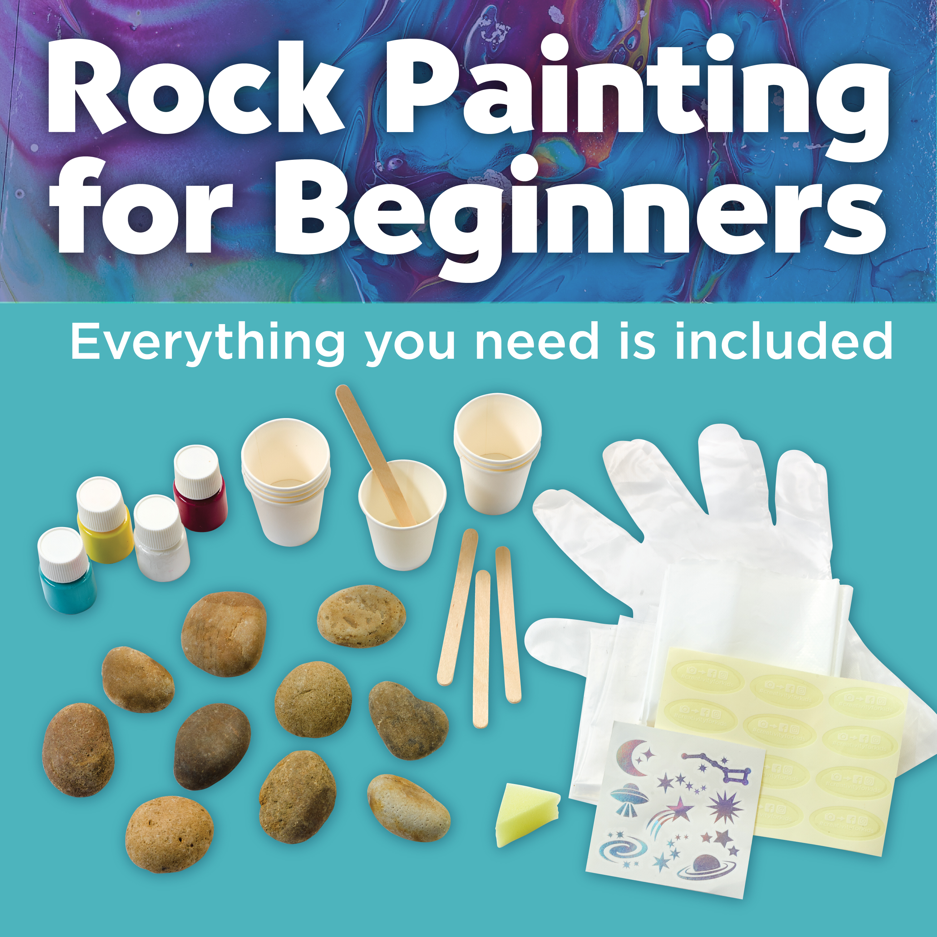 Faber-Castell Hide & Seek Paint Pour Rocks Kit, 12 Pack