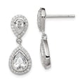 thumbnail image 5 of 925 Sterling Silver CZ Pear with Halo Post Dangle Earrings, 5 of 5
