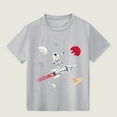 thumbnail image 4 of Spazoro Big Boys Girls Shirts Tee, Rocket Print Short Sleeve Crew Neck Graphic T-Shirts Casual Summer Tops for Unisex Gray Size 9 T, 4 of 4