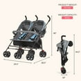 thumbnail image 5 of Dream On Me Volgo Twin Umbrella Stroller, Blue and Dark Grey, 5 of 9