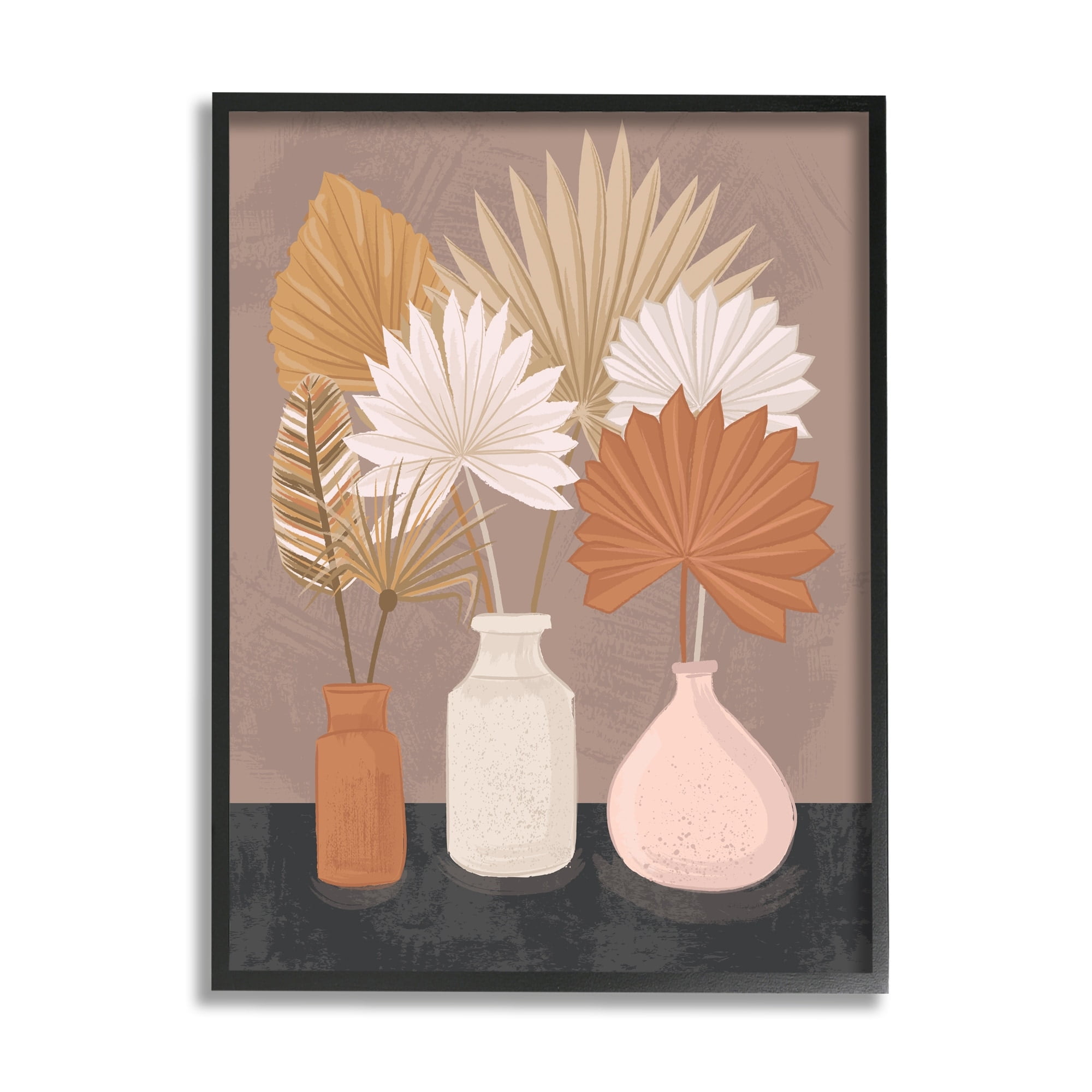 Stupell Industries Palm Leaves Potted Plant Fans Bohemian Still Life,11 x 14, Design by Lisa Perry Whitebutton