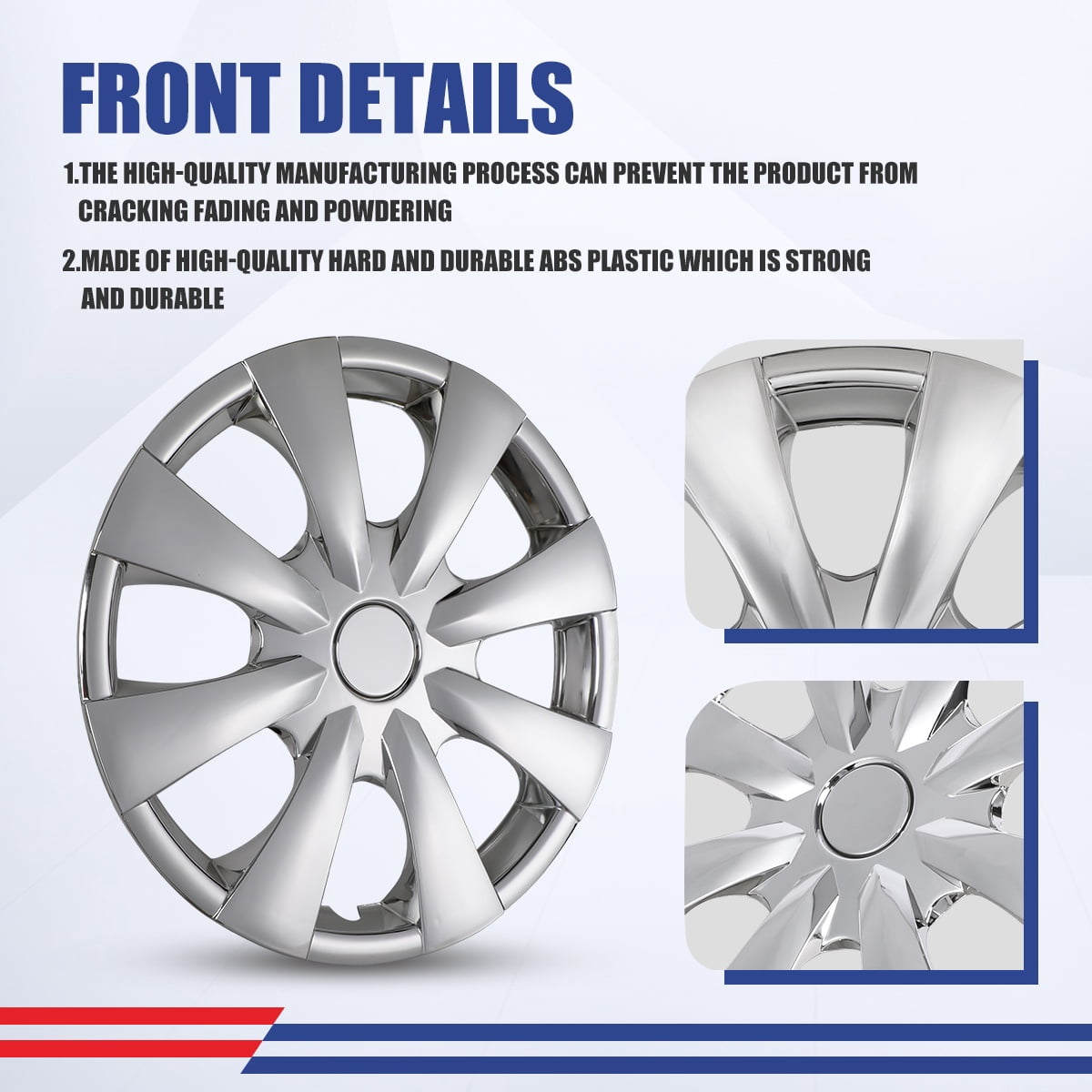 15" Set Of 4 Hubcaps Wheel Rims Cover for 2009-2019 TOYOTA COROLLA Compatible With Steel Wheels Snap On Installation(15-Inch,CHROME)