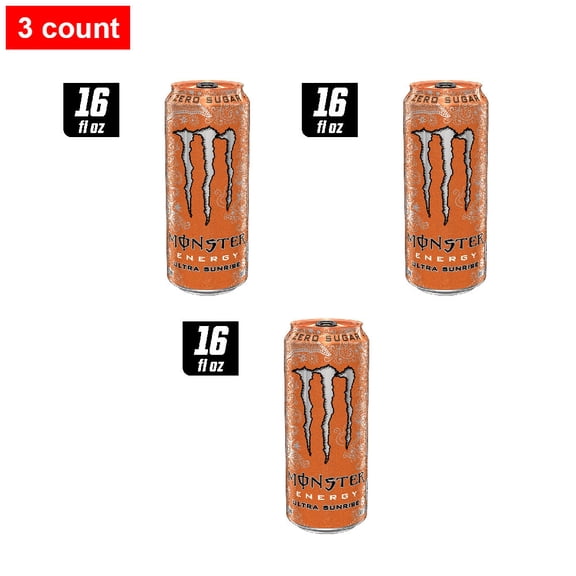 Monster Zero Sugar Ultra Sunrise Energy Drink Can 16 fl oz - 3 count