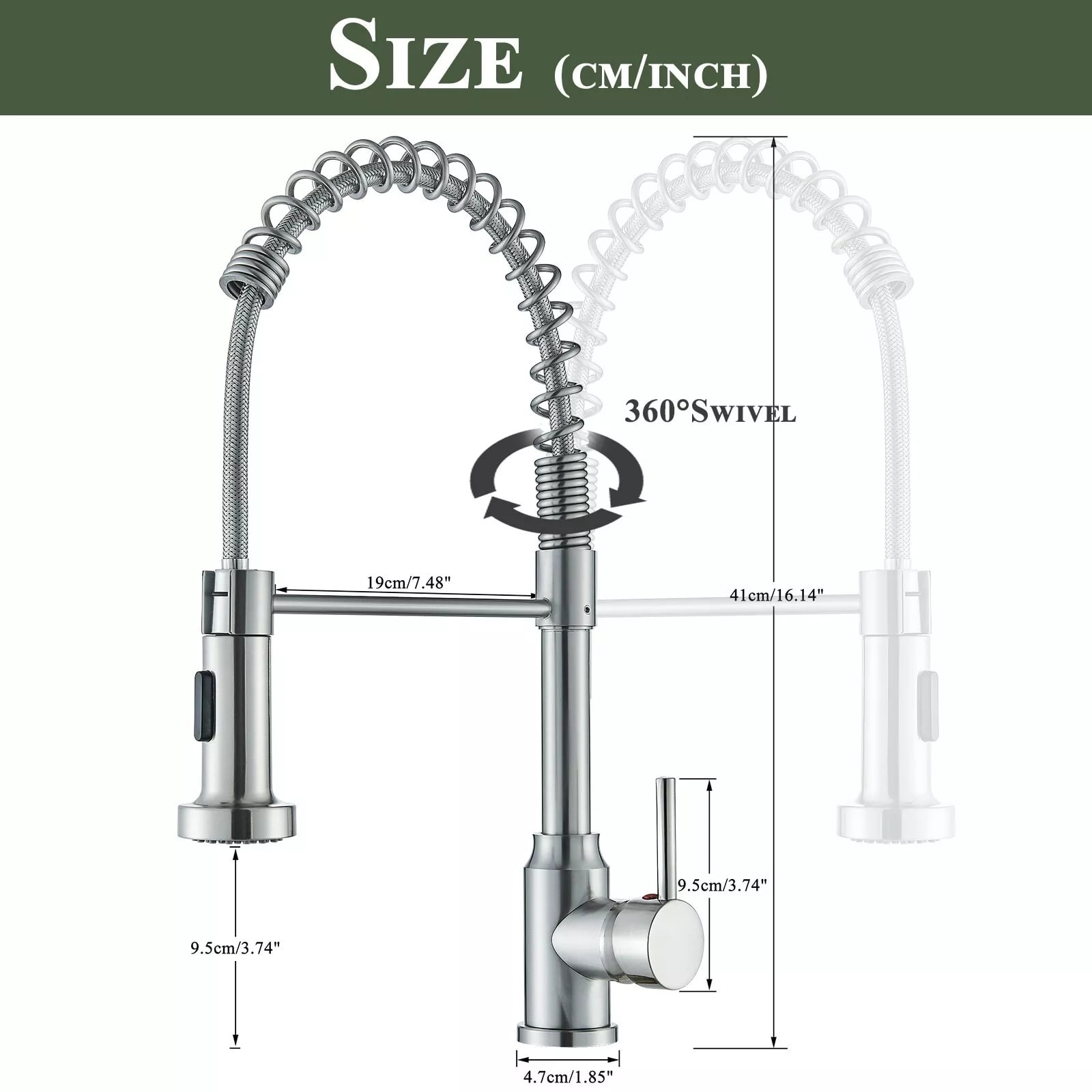 Brushed Nickel Kitchen Faucet with Pull Down Sprayer Single Handle Sink Faucet