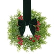 thumbnail image 3 of 2Pcs 10.6 Inch Mini Fall Norfolk Pine Cabinet Wreaths, Rustic Harvest Wreath with Red Berries & Green Bow, Farmhouse Thanksgiving Wreath for Window, Fireplace Indoor Outdoor Home Decor, 3 of 5