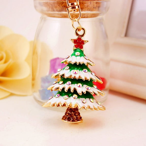 CRILSTYLEO 2Pcs Creative Christmas Keychain with Metal Material and Assorted Color Design
