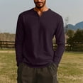 thumbnail image 2 of Inglocry Men's V Neck Long Sleeve Shirts Casual Henley Cotton T-Shirts Slim Fit Longline Tee Shirts Brown M, 2 of 4