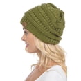 thumbnail image 2 of C.C Hat-20A Slouchy Thick Warm Cap Hat Skully Color Cable Knit Beanie Olive, 2 of 2