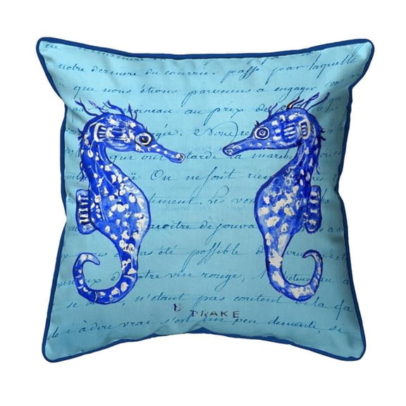22 x 22 in. Blue Sea Horses Extra Large Zippered Pillow