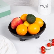 Ceramic Decorative Bowl for Kitchen Counter, 10 Large Fruit Bowl, Matte Blcak