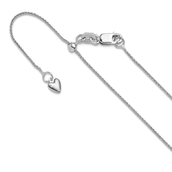 10k White Gold Adjustable .8mm Sparkle-Cut Wheat Chain Necklace 22 Inch Chain Necklace for Women and Men