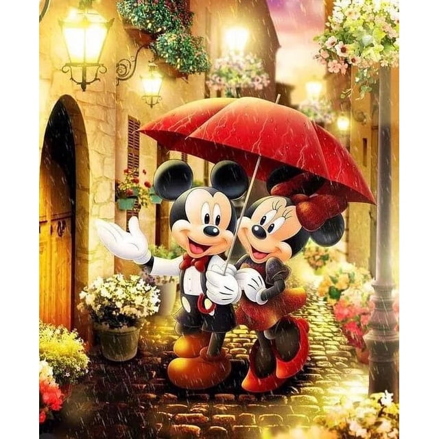 Pintura de diamantes 5D de Mickey y Minnie Mouse, arte de paisaje, imágenes de diamantes de imitación, Kits de punto de cruz DIY, bordado de diamantes de Disney