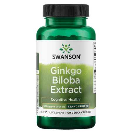 Swanson Standardized Ginkgo Biloba Extract Vegetable Capsules, 120 mg, 100 Count
