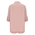 thumbnail image 6 of Women's Casual Loose Two Piece Sets Long Sleeve Shirt with Shorts Trendy Summer 2025 Outfits Pink,XL, 6 of 7
