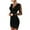 Black, variant on Women's V Neck Pleated Satin Dress - Short Sleeve - Above Knee - Polyester - US Sizes 4-10 - Party