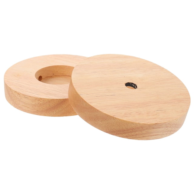 BRIGHTFUFU 2Pcs Wood Base for Lamp Solid Brown Lighting Support for Office Table Decoration