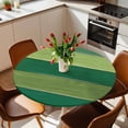 thumbnail image 2 of Round Fitted Tablecloth with Elastic Green Wood Grain Tablecloths Farm Barn Wooden Stripes Patio Table Cover for Kitchen Dinner Party Picnic Decor Indoor Outdoor Fits Tables up to 36"- 44" Diameter, 2 of 9