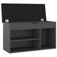 thumbnail image 2 of vidaXL Shoe Bench with Cushion Grey 80x30x47 cm Engineered Wood, 2 of 5