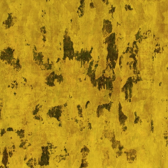Ahgly Company Indoor Square Abstract Yellow Modern Area Rugs, 7' Square