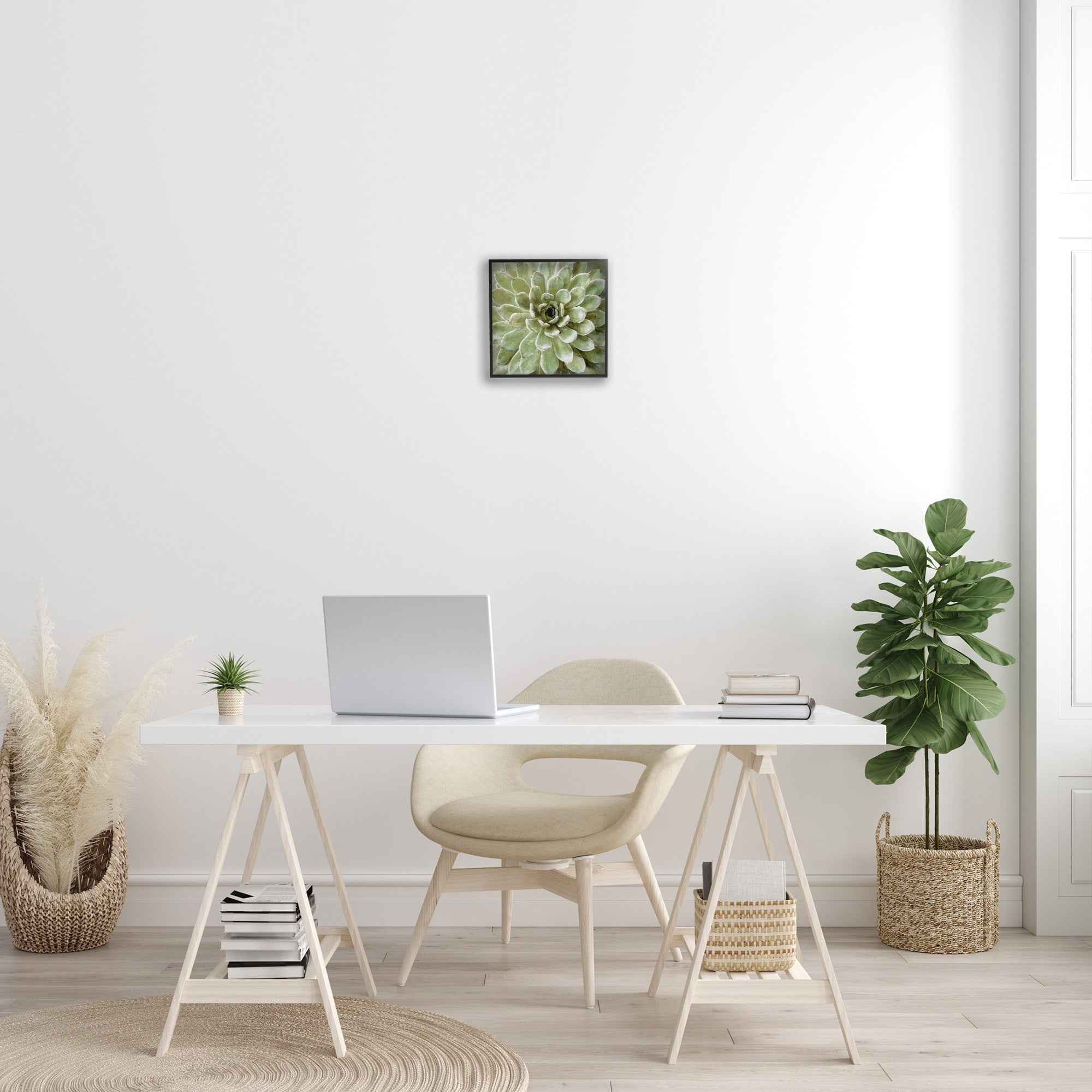 The Stupell Home Decor Collection Green Painted Botanical Succulent Bloom Framed Giclee Texturized Art, 12 x 1.5 x 12