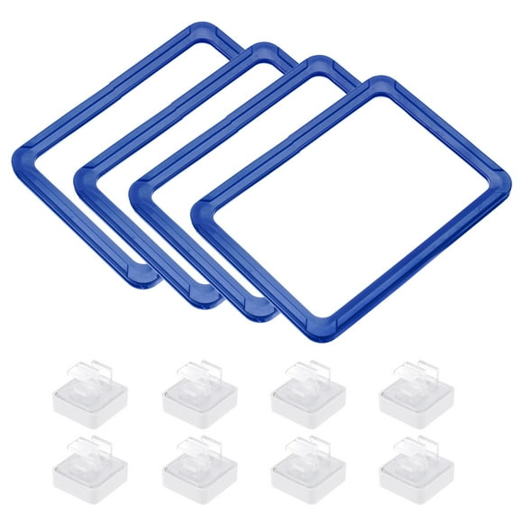 4pcs Magnetic Label Holder, 6 x 4 Inch A6 Shelf Label Card Sign Frame with Base for Metal Shelf Rack, Blue