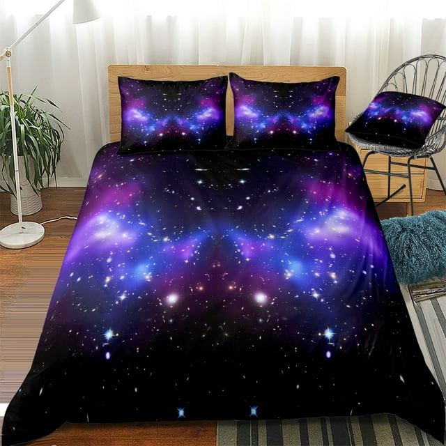 Move Over Ensemble de Literie Galaxy Violet Simple Housse de Couette Galaxy Motif Galaxy Microfibre Sans Rembourrage