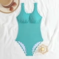 thumbnail image 6 of JIAYUE Women's One-Piece Swimsuit Sleeveless Square Collar Elegant Solid Color Petal Trim Female Breathable Swimwear, 6 of 8