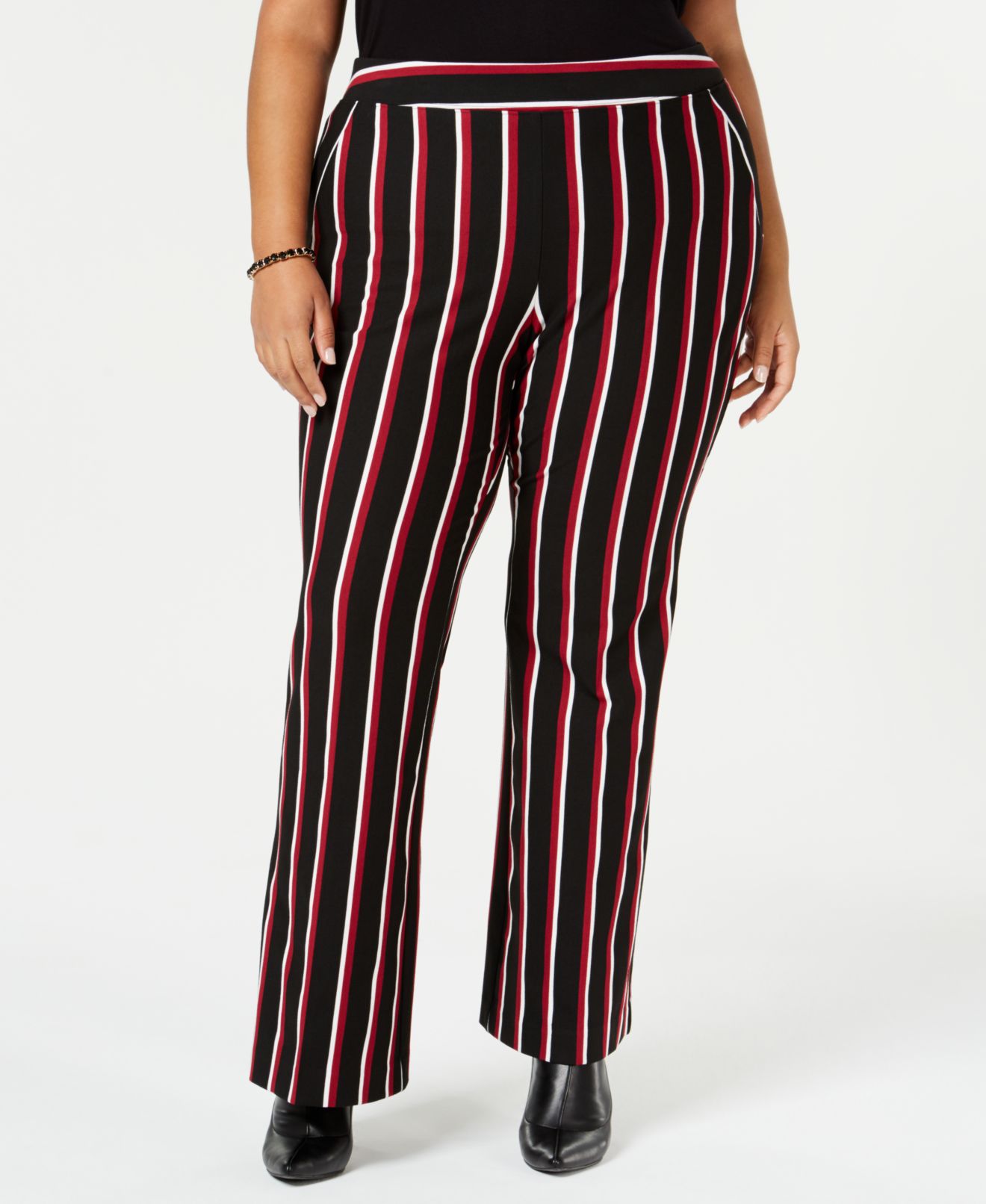 Womens Dress Pants Plus Bootleg Striped Stretch 99 22W