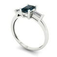 thumbnail image 2 of 0.8 ctw 3 Stone Anniversary Ring for Women | Emerald Cut Natural London Blue Topaz | Hyperallergenic Solid 14K White Gold, 2 of 5