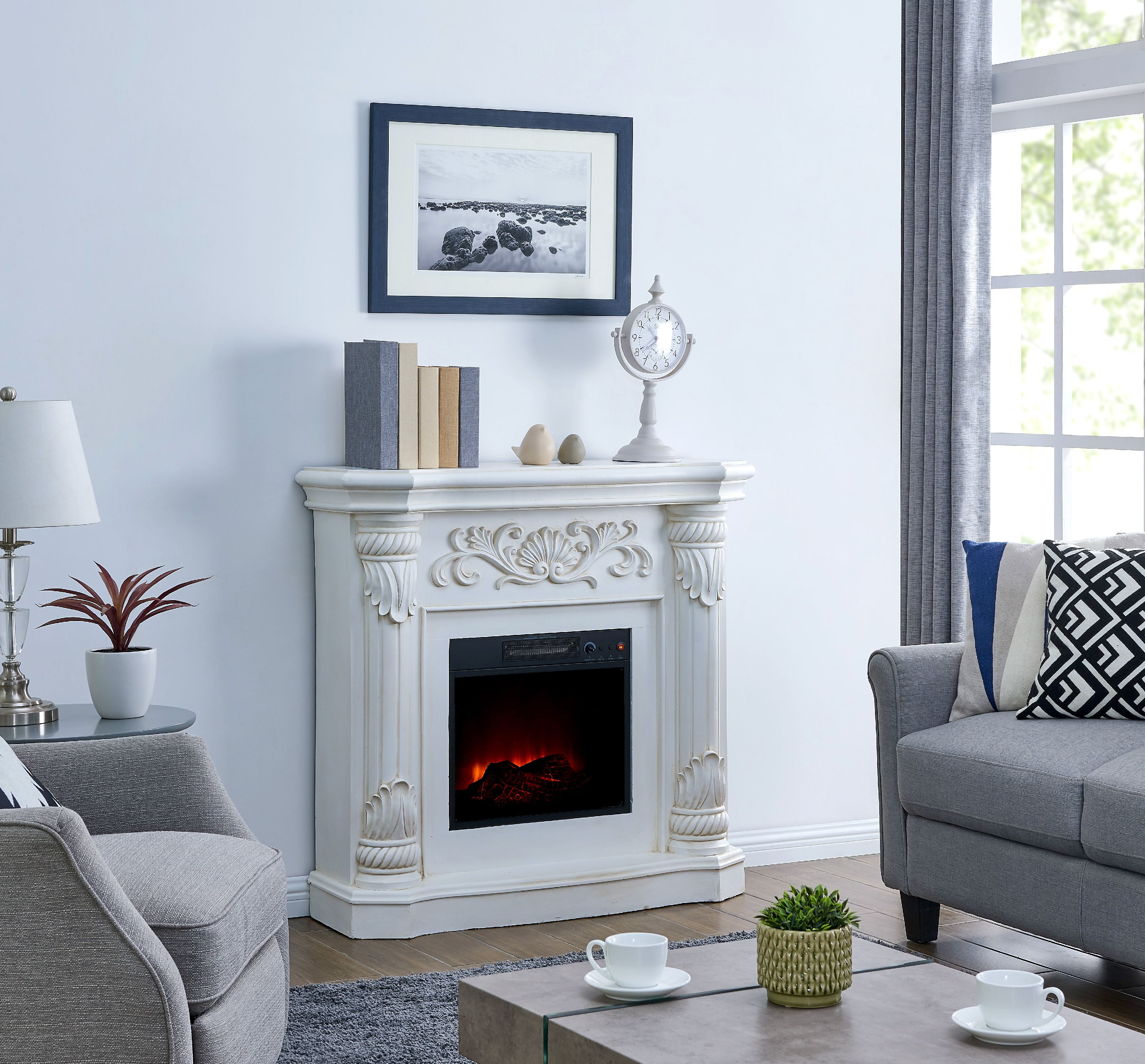 Northwest 42 Inch Electric Wall Mounted Fireplace With Fire And