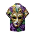 thumbnail image 2 of Feancey Ugly Hawaiian Holiday Shirts for Men Mardi Gras Printed Carnival Party Top Novelty Short Sleeve Casual Button Down Shirt Spring Fashion Aloha Shirts Multicolor 5XL, 2 of 6