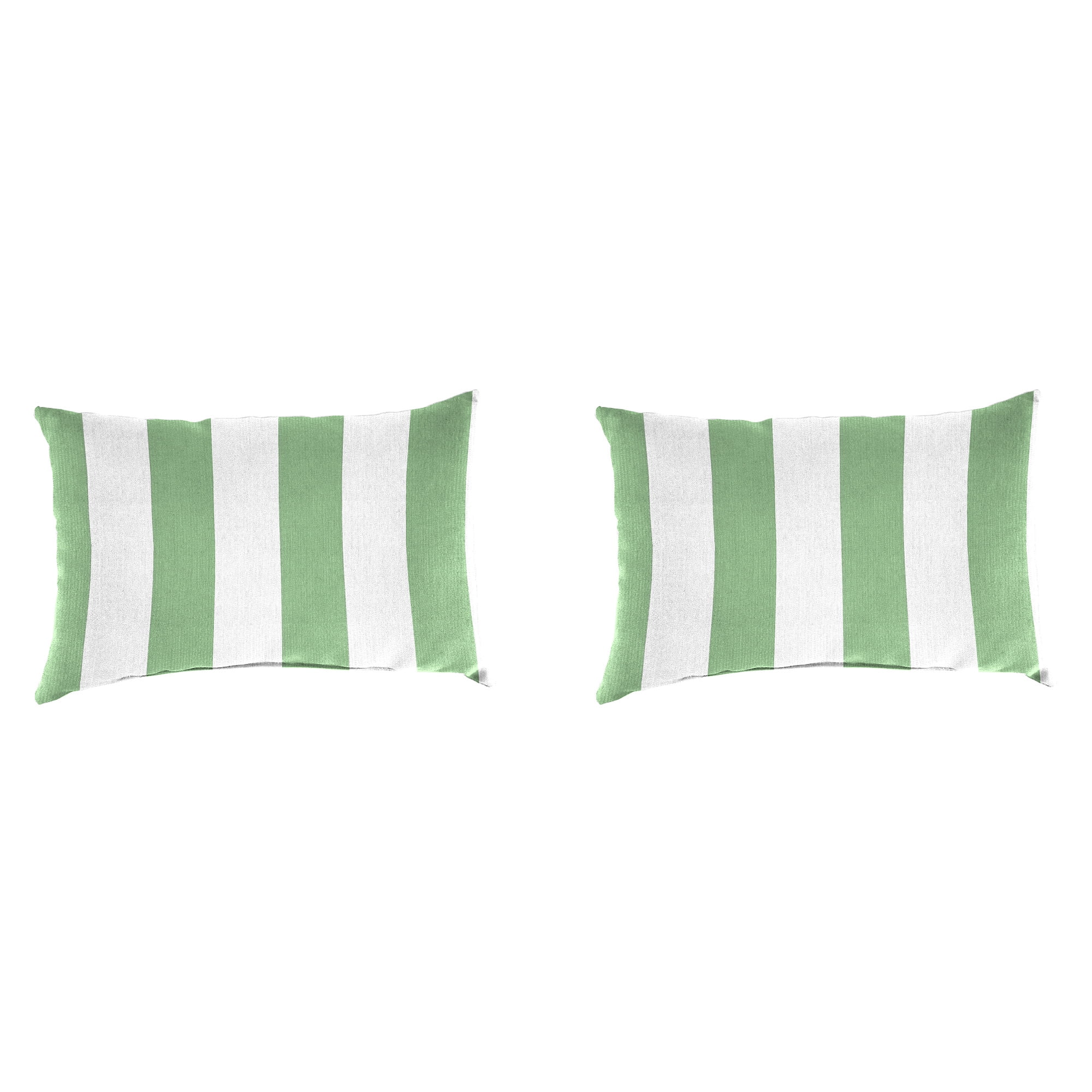 Jordan Manufacturing 14" x 20" Awning Cucumber Green Stripe Rectangular Outdoor Lumbar Throw Pillow (2 Pack)