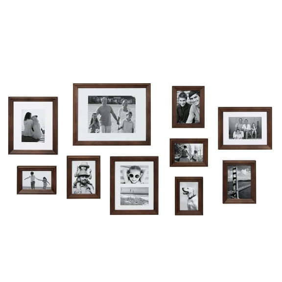 Kate and Laurel Bordeaux Modern Gallery Wall Kit, Set of 10 with Assorted Size Frames with Dark Espresso Finish