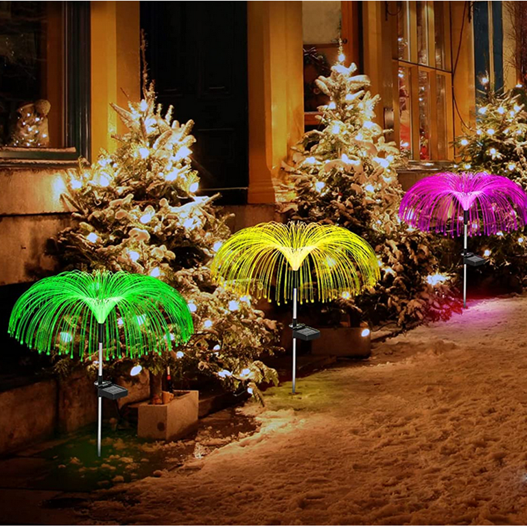 Solar Fiber Optic Christmas Tree Lights,Jellyfish Lights,Outdoor Waterproof  Color Changing Christmas Lights,Garden Pathway Light