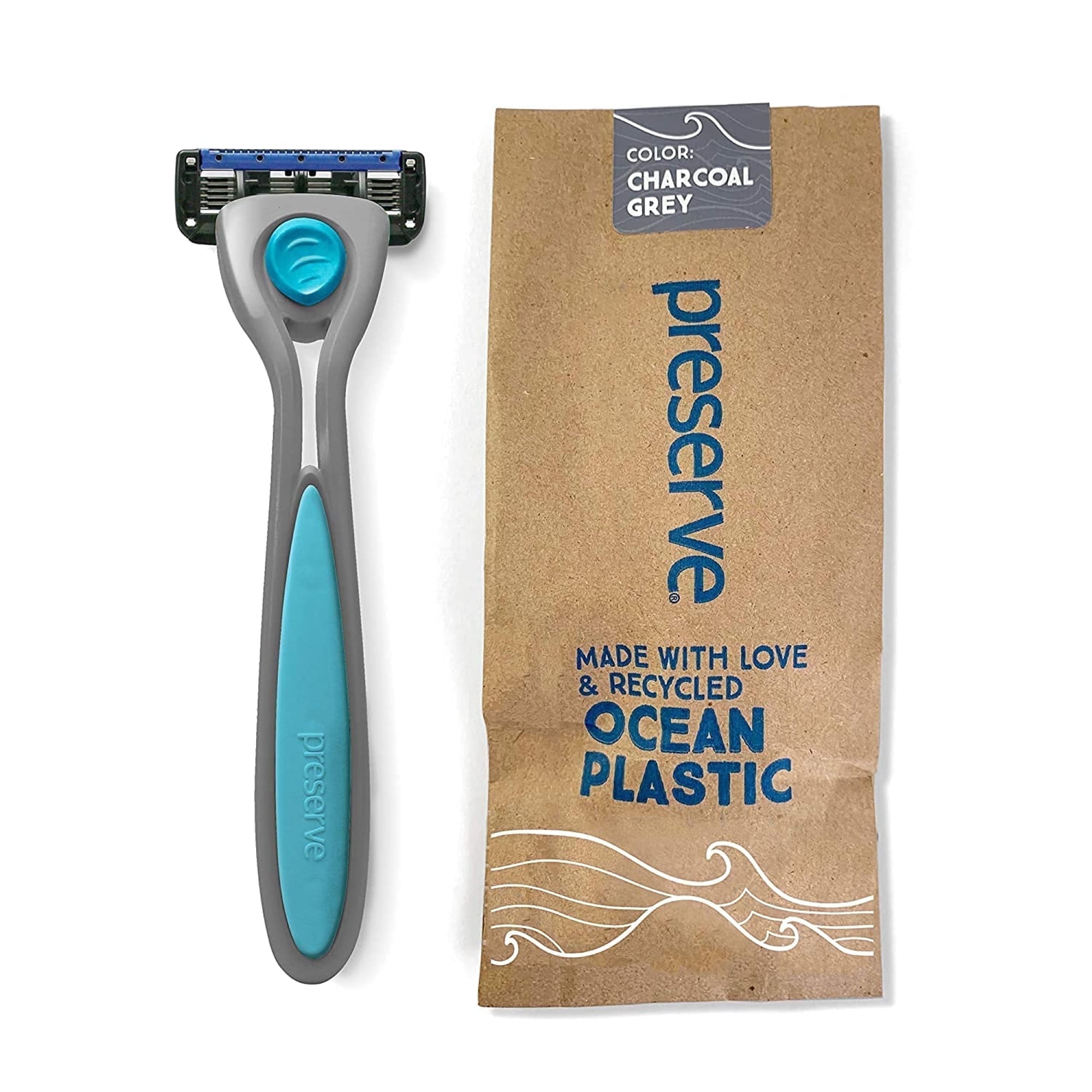 Preserve POPi Shave Eco-Friendly 5-Blade Manual Razor with 1 Cartridge, Gray