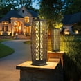 thumbnail image 3 of Gymax 2-Piece Solar-Powered Outdoor Floor Lamps IP65 Waterproof w/ Auto On/Off Light Mix Brown, 3 of 10