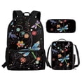 thumbnail image 2 of KUIFORTI Dragonfly Hippie Floral Print Girls Kids Schoolbag Set 3 Pcs, Kids 17 inch Daypack and Lunch Box Combo Set with Pencil Case for School, 2 of 7