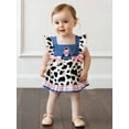 thumbnail image 4 of Rovasas Girls A-line Dress, Sleeveless Plaid Embroidery Cow Patchwork Dress, 4 of 9