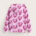 thumbnail image 4 of Little Girl Pullover Hoodie Sweatshirt Heart Print Valentines Day Shirts Outfits Long Sleeved Pullovers Tops Size 7-8T ,Pink, 4 of 5