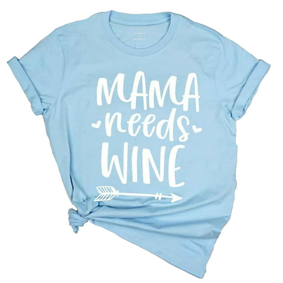 Blue Box Boutique Inc Baby Blue "Mama Needs Wine" Shirt - Medium