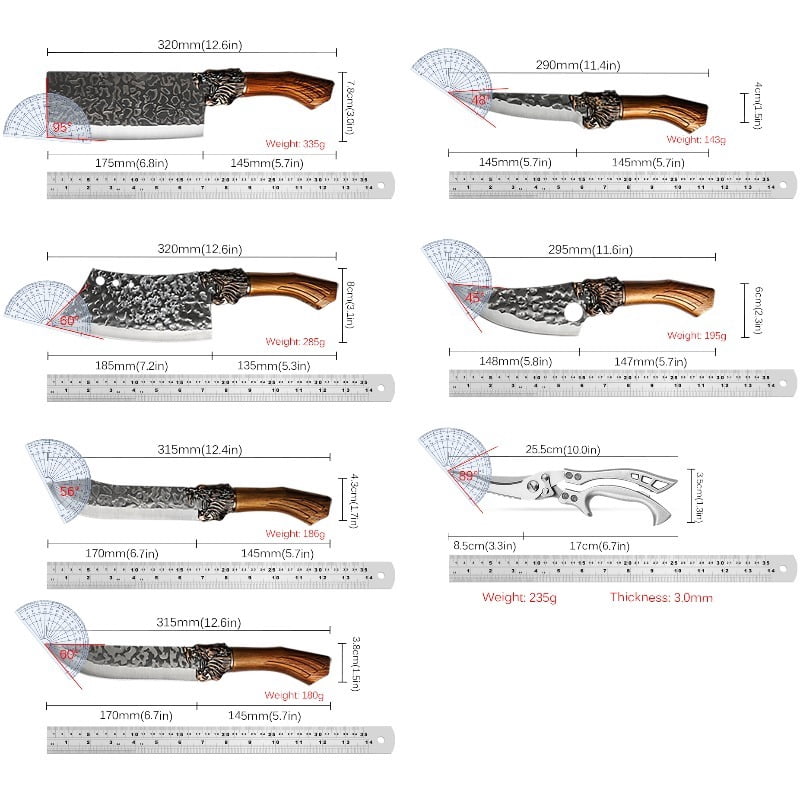 8PCS Stainless Steel Kitchen Professional Sashimi Knife Boning Knife for Men Sharp Chef Knife Unique Kitchen Gadgets Anti-stick Ergonomic Handle Utility Knife Ideal for Home Use