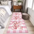 thumbnail image 4 of 2'x6' Rug Runners for Hallways Kitchen, Pink Floral Print Non Slip Entryway Beside Floor Carpet Runner, Checkered Bow Rose Flower Gingham Washable Laundry Room Bedroom Throw Rugs Mat for Family Pet, 4 of 8
