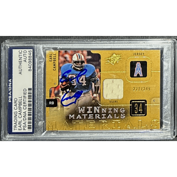 Earl Campbell Signed 2009 Upper Deck SPX Materials Card PSA/DNA Oilers