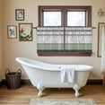 thumbnail image 4 of Green Stripes Abstract Tier Curtains 24 Inch Length, Geometric Spring Flowers Rustic Cafe Short Curtains for Bathroom Over Sink, Small Kitchen Curtain Light Filtering Drapes 2 Panels 27.5"Wx24"L, 4 of 8