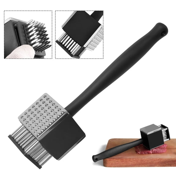 YUOFD Meat Hammer tenderizer, 3 in 1 Meat Tenderizer Mallet and Needle Blade Tenderizer, Stainless Steel Meat Hammer with ABS Handle,Heavy Duty Pounder For Tenderizing Steak, Beef and Fish