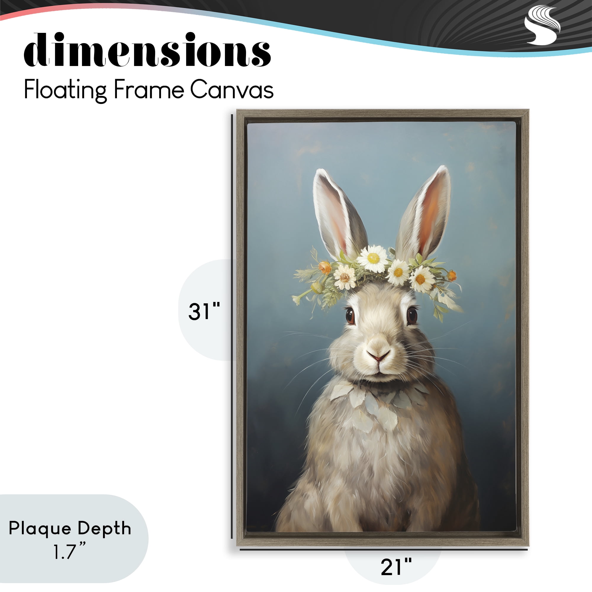 Stupell Industries Daisy Crowned Bunny Portrait Brown Framed Floater Canvas Wall Art, design by Heidi Kuntz