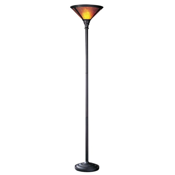Cal Lighting 14.5" Metal and Mica Torchiere Floor Lamp in Black/Rust