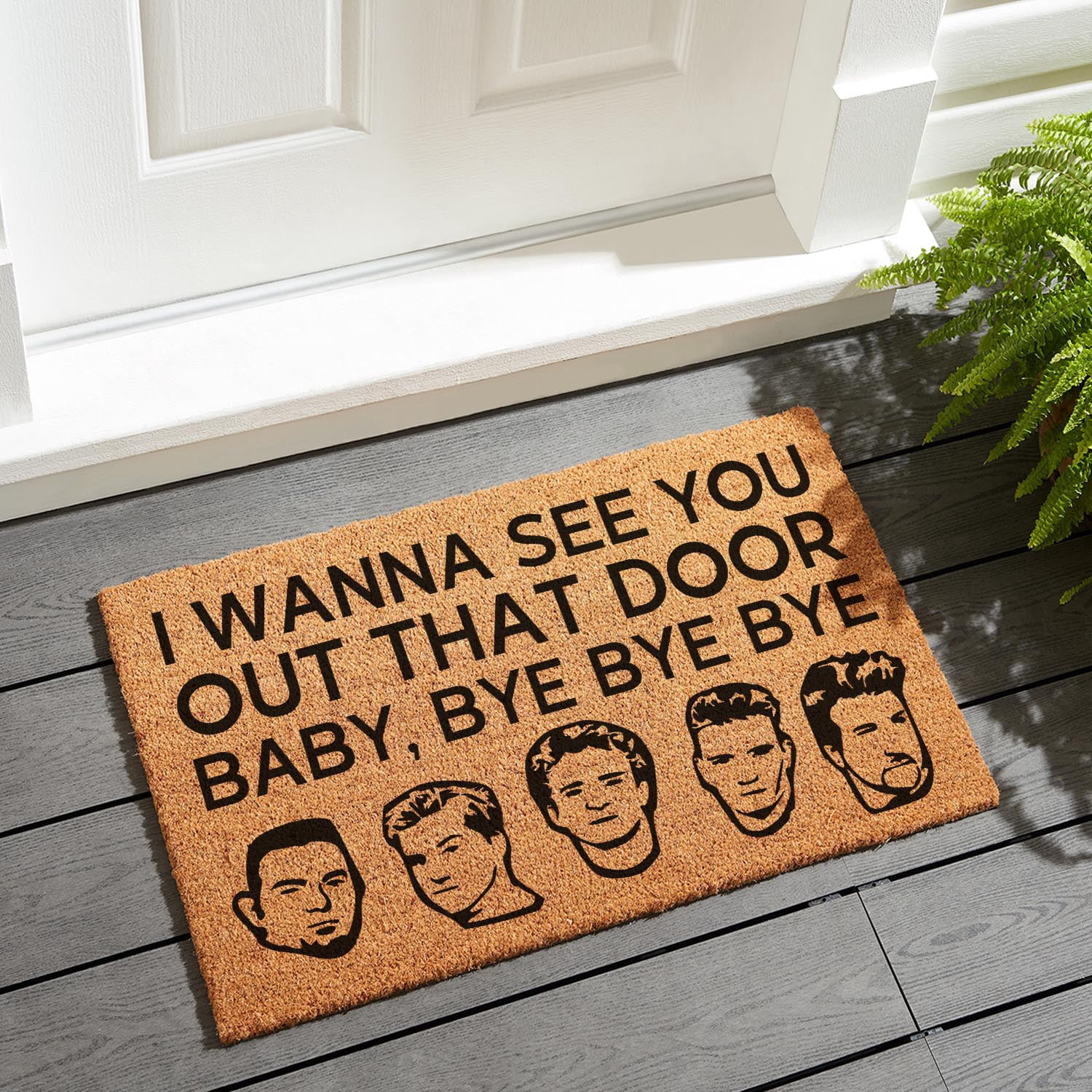 Funny Welcome Coir Doormat I Wanna See You Out That Door Doormat Welcome Front Porch Decor Doormat for The Entrance Way Personalized Rug Non Slip Outdoor Coir Doormat 23.6x15.7inch